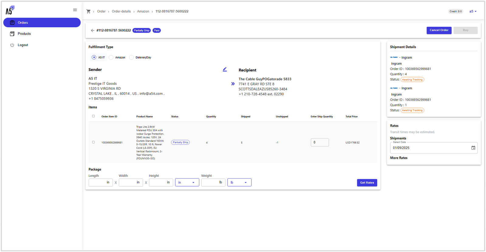 A5 software interface screenshot 1