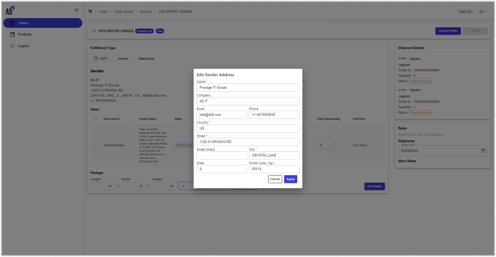 A5 software interface screenshot 2