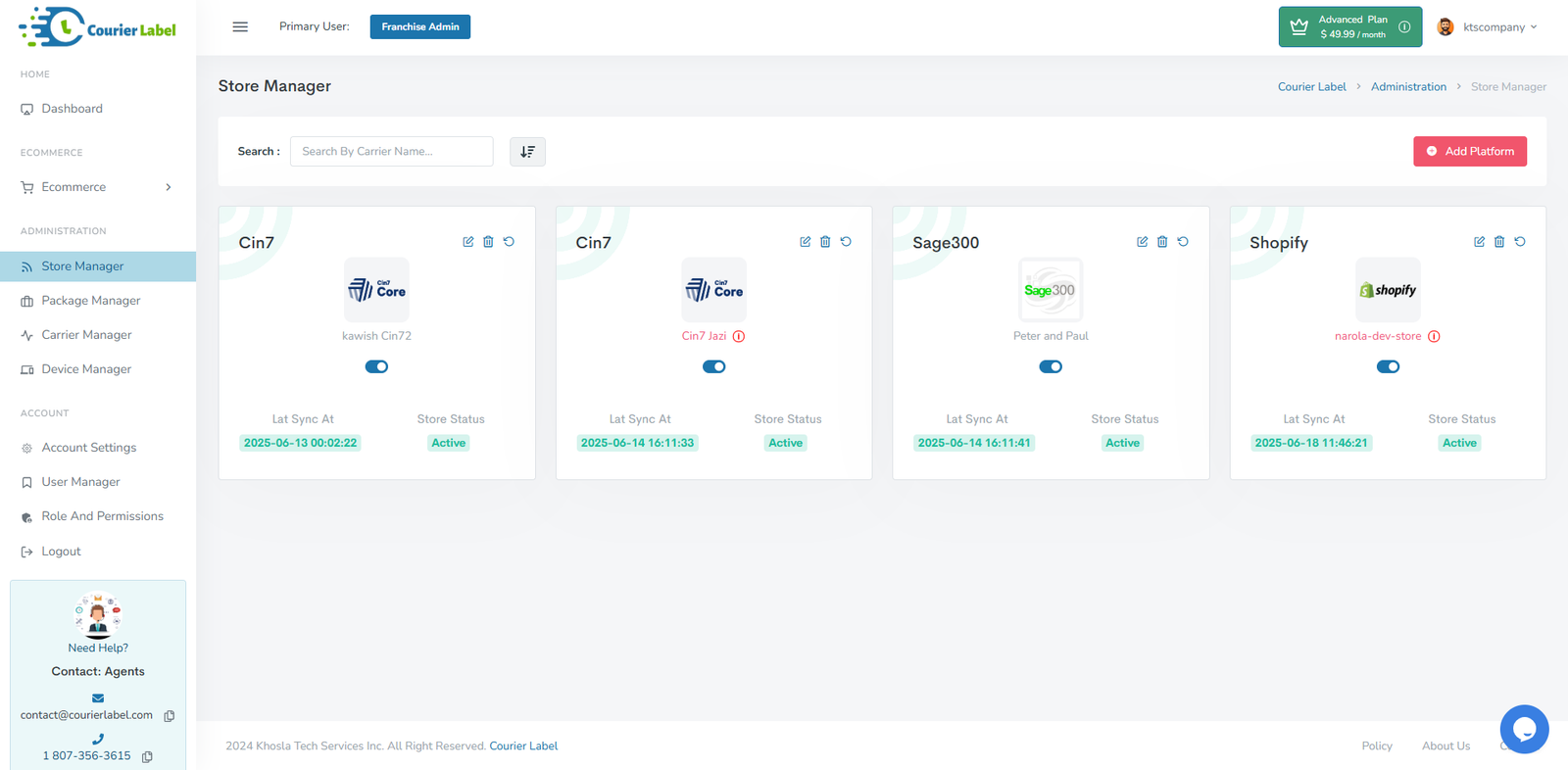 Courier Label software interface screenshot 4