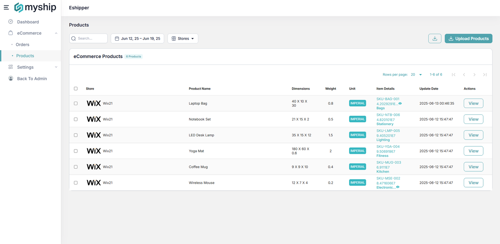 MyShip software interface screenshot 4